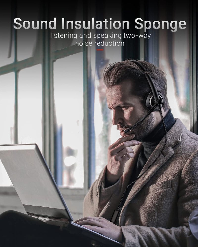 awatrue Wired Headset with Microphone for PC Laptop - 3.5mm Jack On Ear Headphones with Noise Cancelling Microphone for Boom Skype Webinars, in-line Control,Comfortable - Image 5